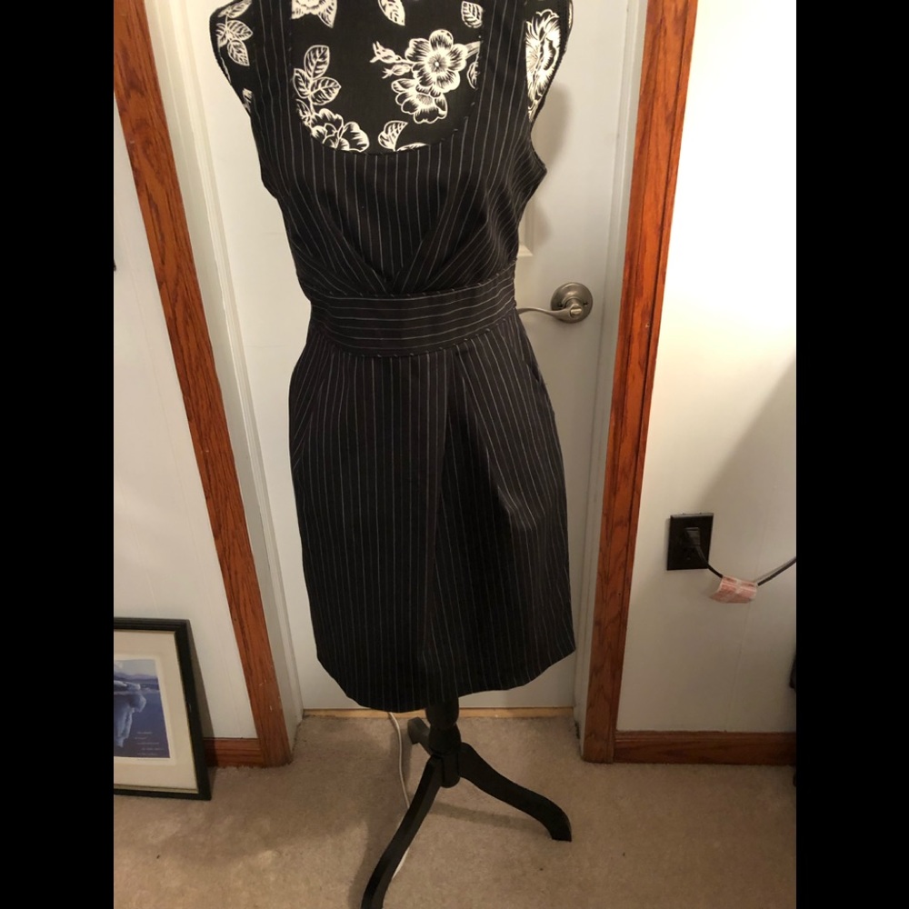 Black and white pinstriped dress